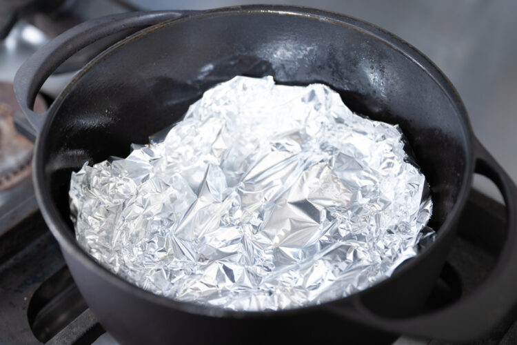 落し蓋がなくても、アルミホイルで代用可能